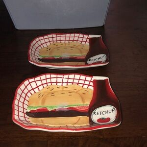 🚚 Burger & Ketchup Ceramic Plate Set